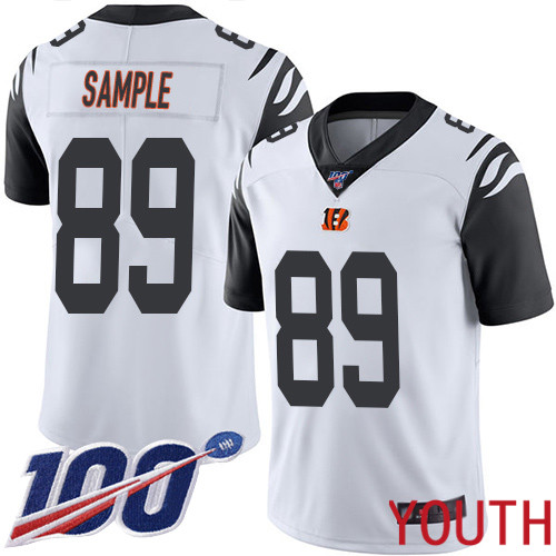 Cincinnati Bengals Limited White Youth Drew Sample Jersey NFL Footballl #89 100th Season Rush Vapor Untouchable